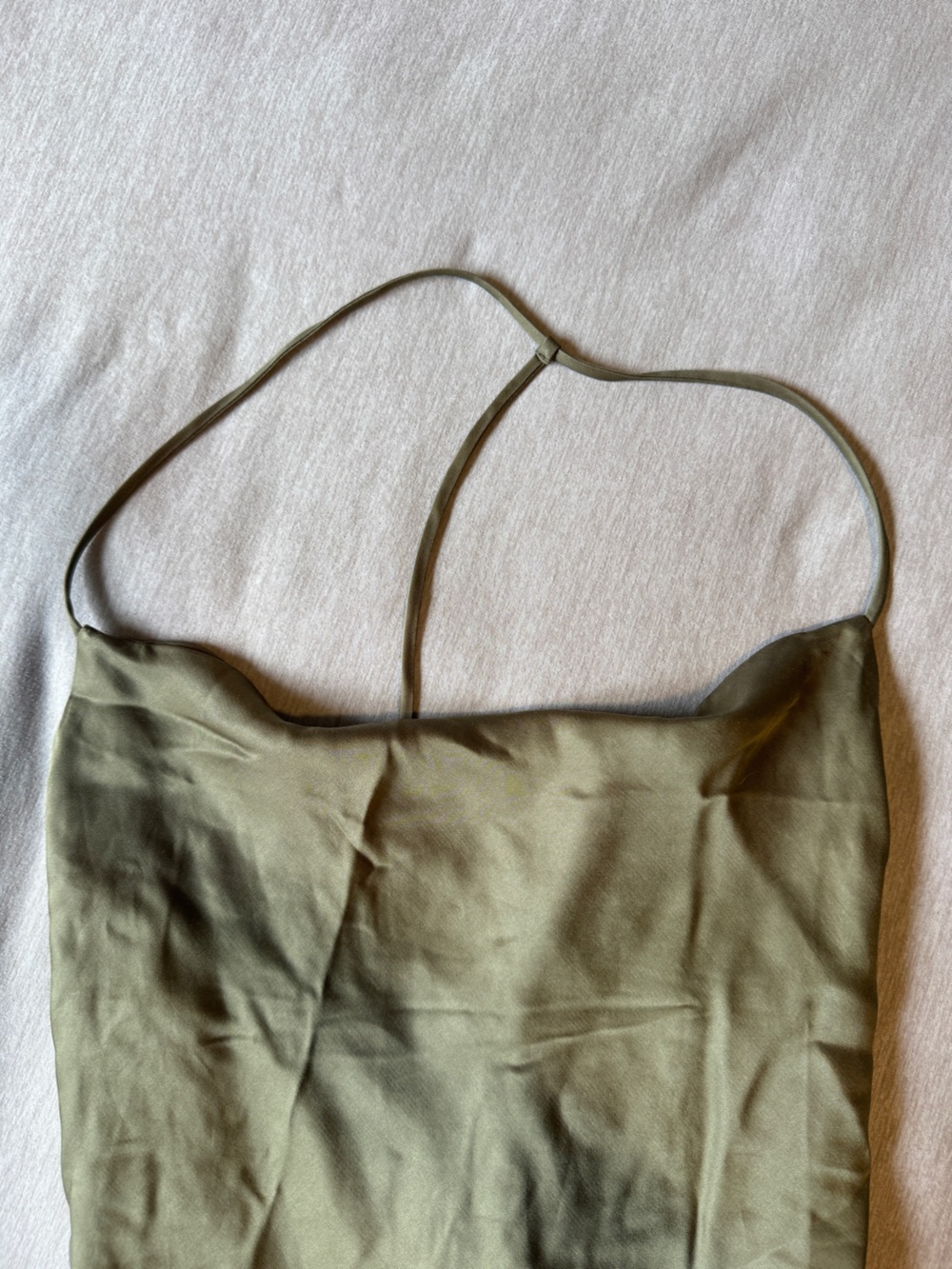 ASTR The Label Medford Olive Green Satin Cowl Neck Mini Dress S - Picture 5 of 8